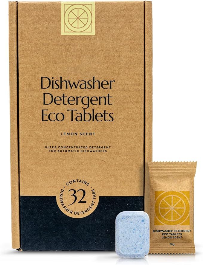 CLEANOMIC Dishwasher Pods (32 Eco Tabs) Soap Detergent, No Harsh Ingredients, Individually Wrappe... | Amazon (US)