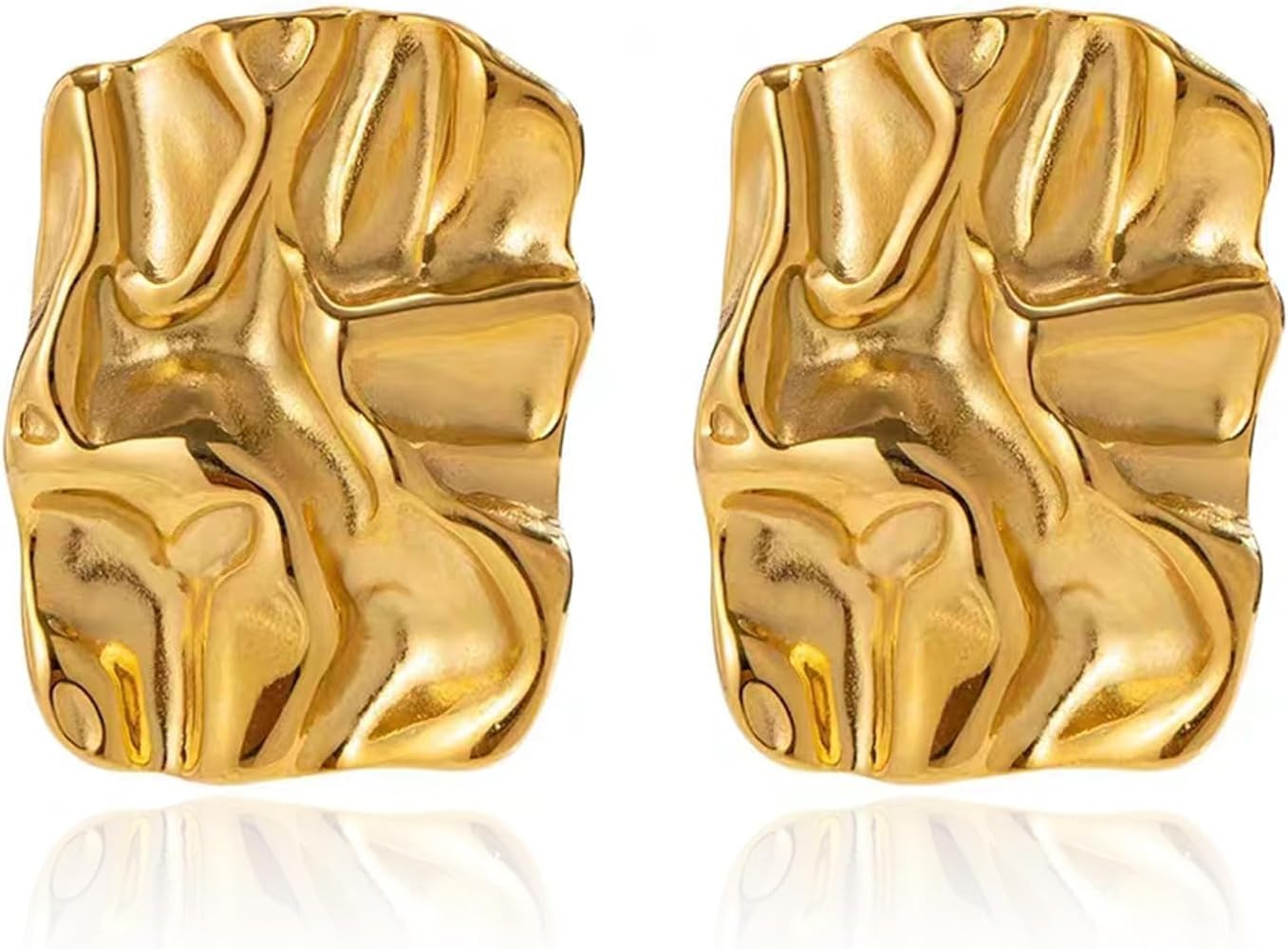 Chunky Gold Earrings Geometric Statement Earrings for Women Trendy Sectored Twisted Earrings Exag... | Amazon (US)