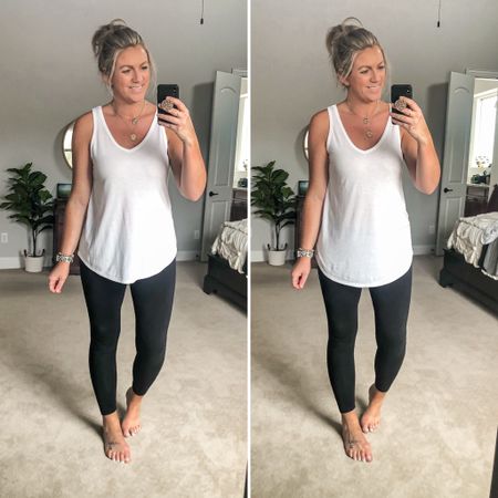Layering tunic tank - wearing a large in both. Left if regular length, right is tall. On clearance for under $7! 

#LTKstyletip #LTKmidsize #LTKsalealert