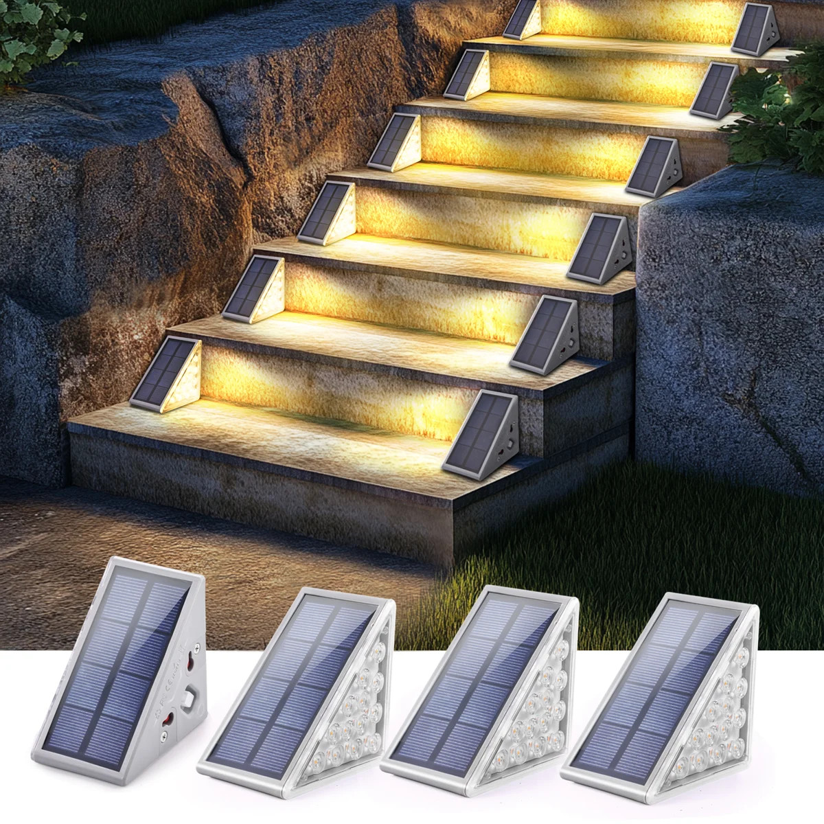 Huotian Solar Ice Brick Led Step Lights For Outside, Waterproof Ip67 Solar Stair Lights Outdoor -... | Wayfair North America