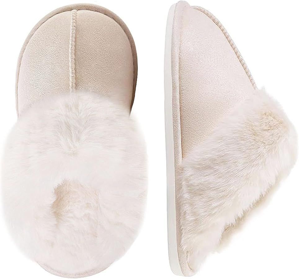 Fuzzy House Slippers for Women,Fluffy Memory Foam House Bedroom Slippers,Womens Shoes Casual Fall... | Amazon (US)