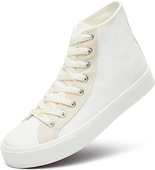 Womens Canvas Sneakers High Top Lace ups Casual Walking Shoes Canvas Shoes | Amazon (US)