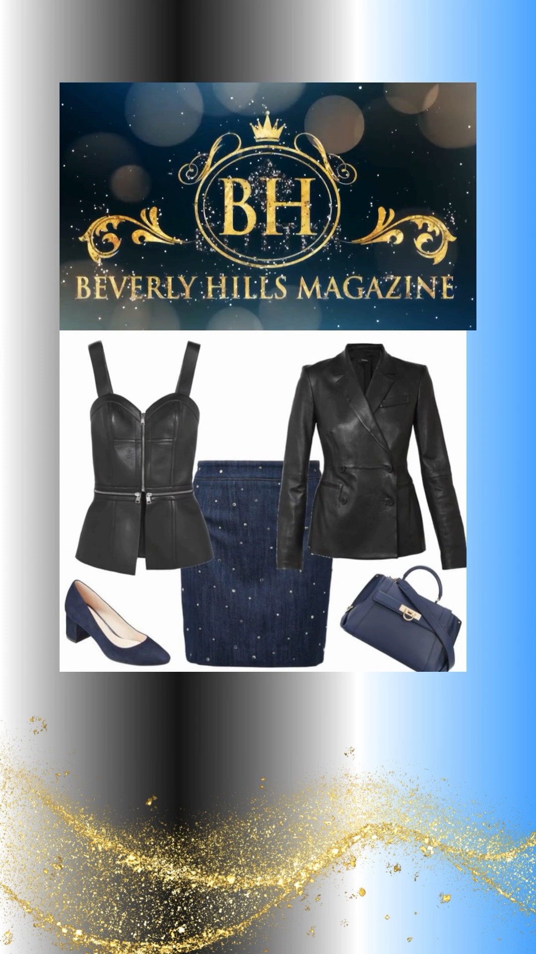 ✨ CLASSY BLUE CELEBRITY STYLE ✨

Inspired by celebrity street style, this bold color story blends sophistication with modern edge, making it the perfect choice for women who love to stand out with elegance.

A sleek leather top layered beneath a tailored leather jacket adds texture, structure, and undeniable attitude, while a blue studded denim mini skirt brings the perfect touch of playful sophistication. Coordinating blue high heels elongate the silhouette with feminine confidence, and a matching blue handbag completes the look with refined designer-inspired style. Together, these statement pieces create a striking outfit that's perfect for brunch, date nights, fashion events, or any occasion where making an unforgettable impression is the goal.

✨ SHOP THE LOOK ✨

https://www.beverlyhillsmagazine.com/shop 

#FashionMagazine #ShopStyle #CelebrityStyle

#LTKootd