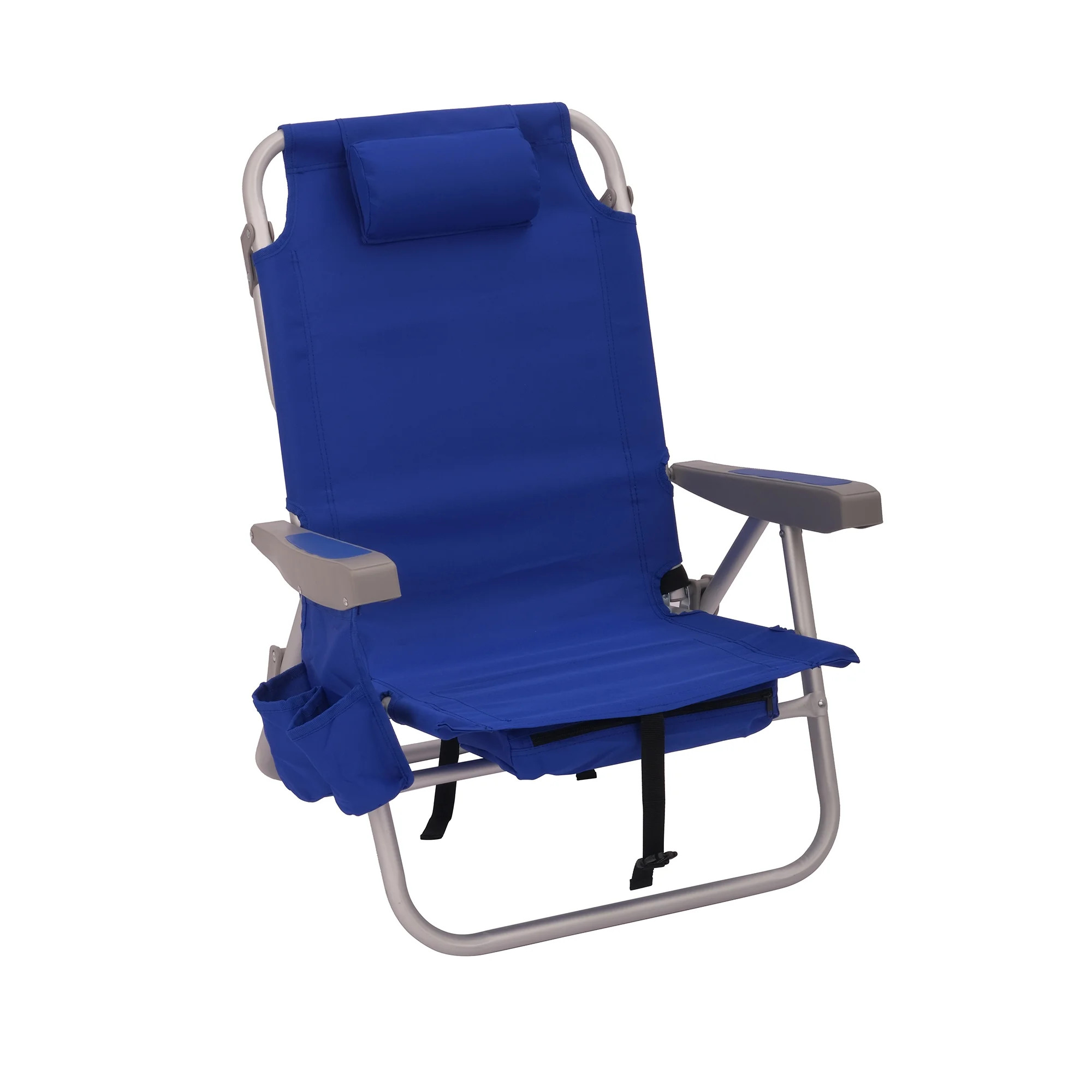 Mainstays Reclining & Lay Flat Backpack Beach Chair, Blue | Walmart (US)
