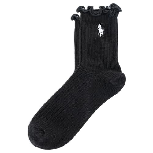 Polo Ralph Lauren Women's Lettuce Edge Ankle Sock, Black, Women's 4-10 | Amazon (US)