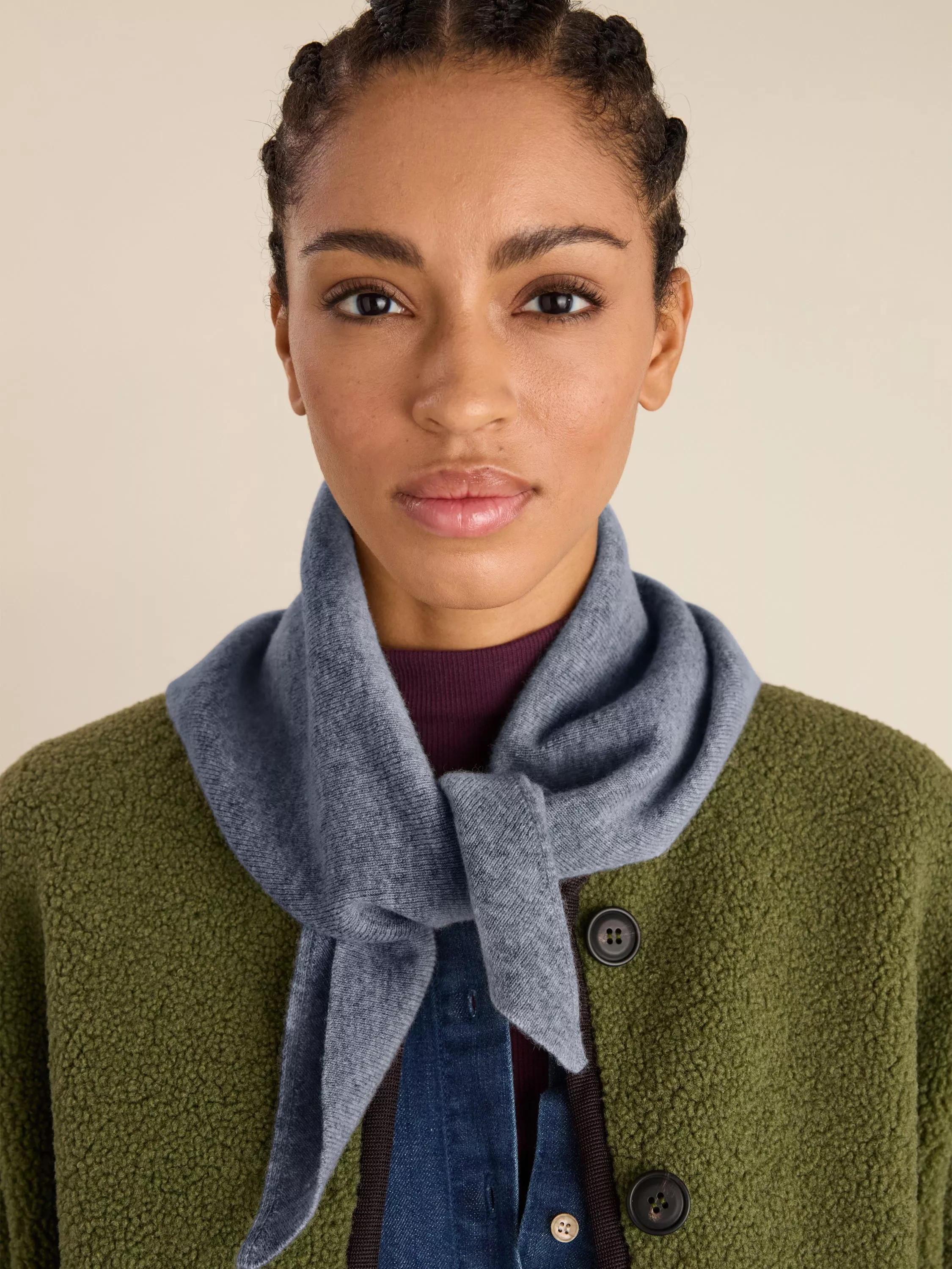 Baukjen Niamh Wool Rich Triangle Scarf, Grey Marl | John Lewis (UK)