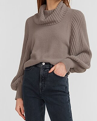 Ribbed Cowl Neck Sweater | Express