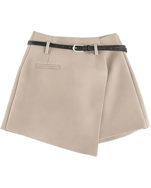 Floerns Women's High Waist Asymmetrical Wrap Skort A Line Business Casual Mini Skirt with Shorts ... | Amazon (US)
