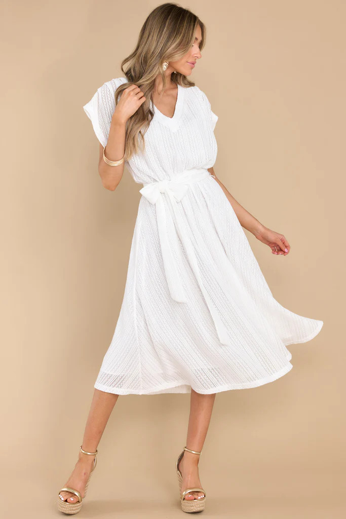 One Day At A Time Ivory Midi Dress | Red Dress 