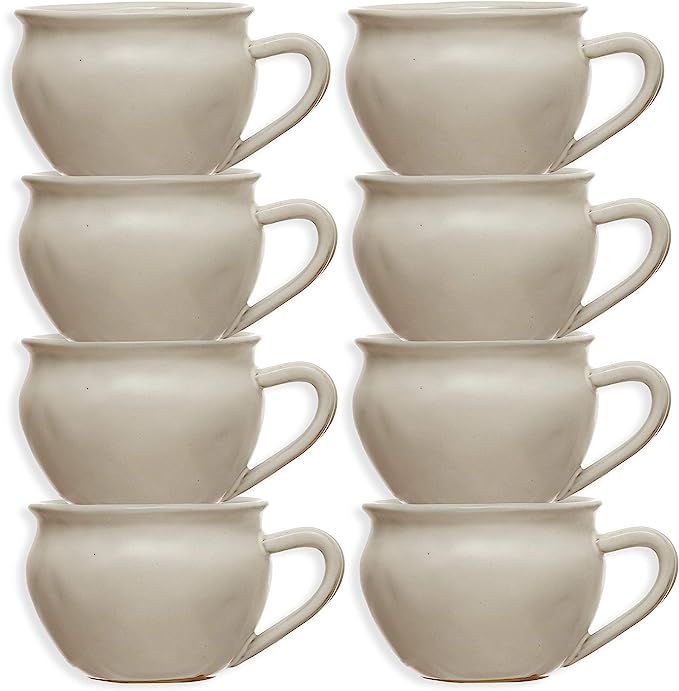 Creative Co-Op Set of 12, 3" H Stoneware Cup White Mugs & Cups, Beige | Amazon (US)