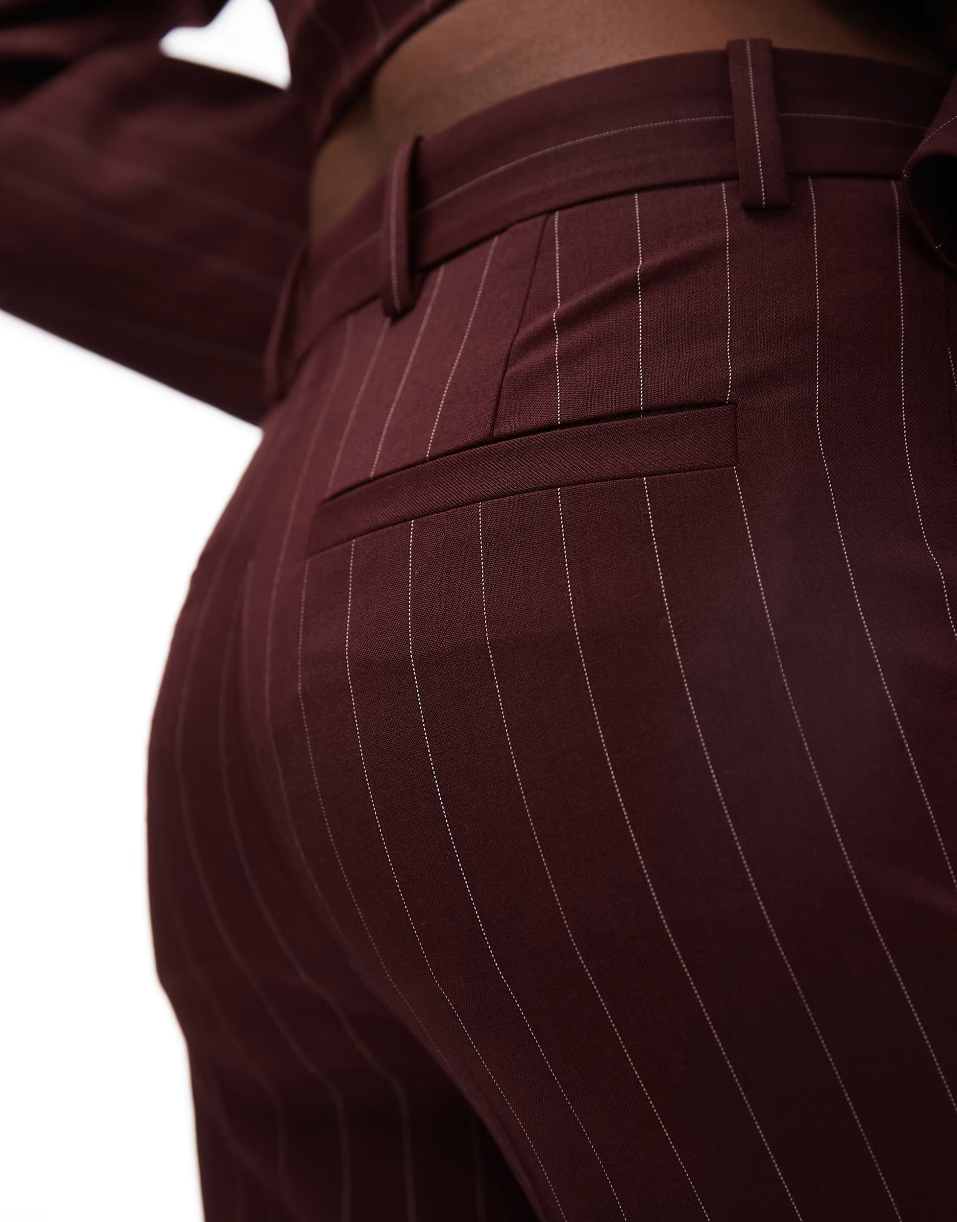 & Other Stories co-ord wool slim flare leg tailored trousers in wine pinstripe | ASOS (Global)