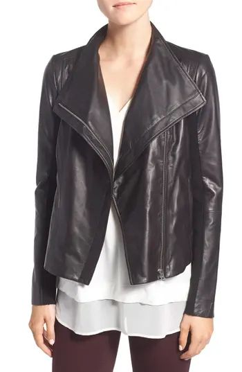 Women's Trouve Leather Moto Jacket, Size XX-Small - Black | Nordstrom