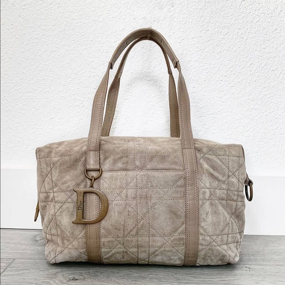Christian Dior Suede Cannage Satchel Bag in Beige | Poshmark