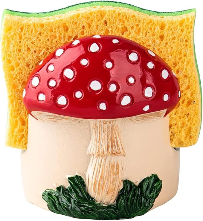 Mushroom Kitchen Sponge Holder Ceramic Sponge Dish Red Sponge Holder For Kitchen Sink Caddy Decor... | Amazon (US)