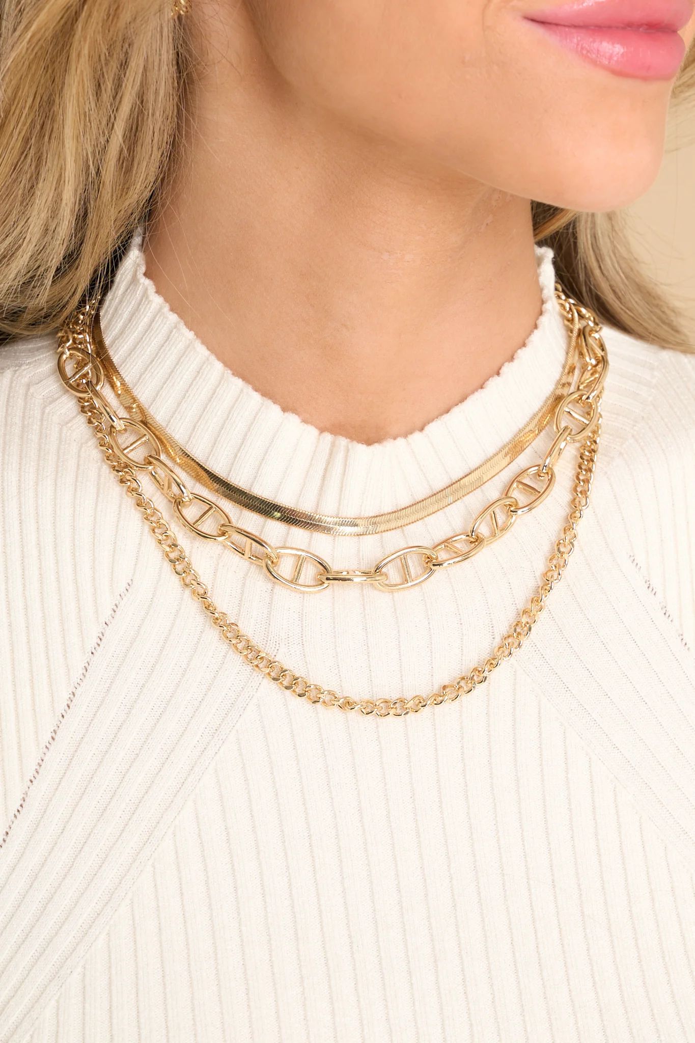 Exceptional Ideas Gold Layered Necklace | Red Dress 