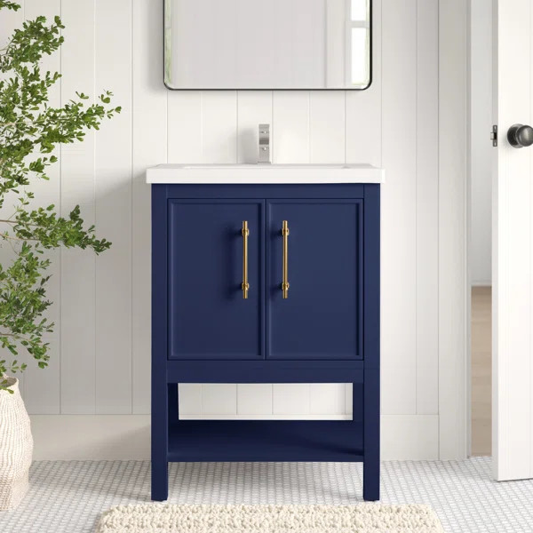 Jewell 24.425'' Free-standing Single Bathroom Vanity with Ceramic Vanity Top | Wayfair North America