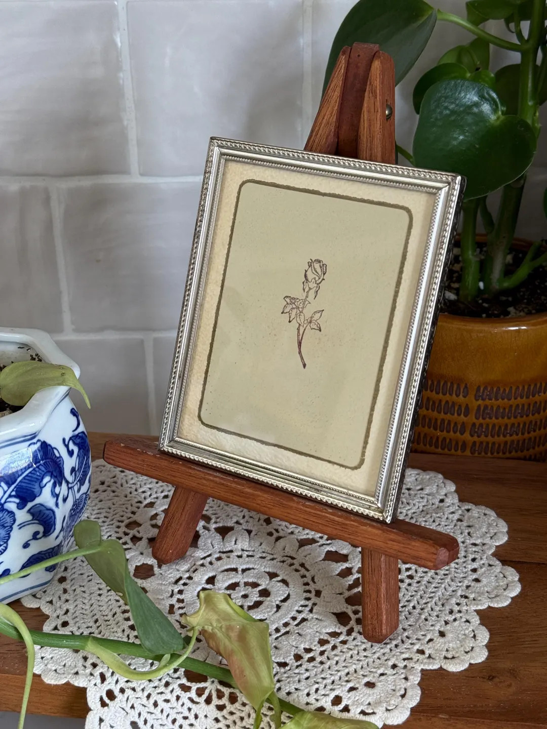 Vintage Silver Tone Mini Picture Frame Ornate Edge WITH Easel - Etsy | Etsy (US)