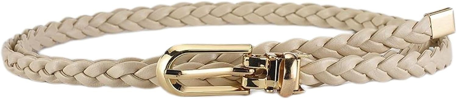 Women's Faux Leather Thin Braided Belt Fashion Belt Buckle Holeless Cute Metal D Ring Summer Skinny Tie Belt | Amazon (CA)