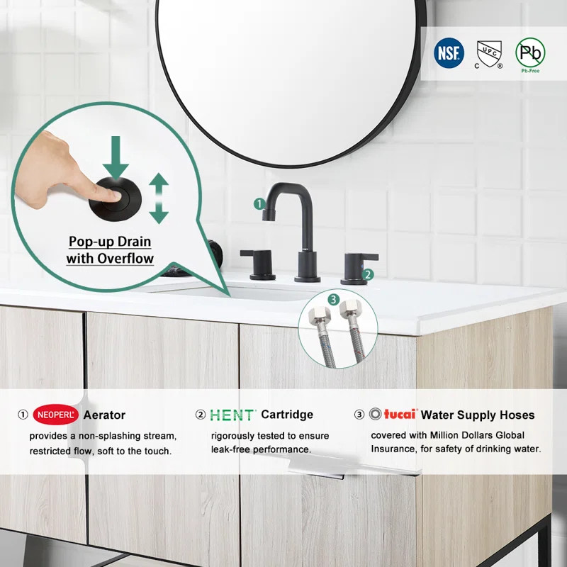 14136 Widespread Bathroom Faucet With Drain Assembly | Wayfair North America