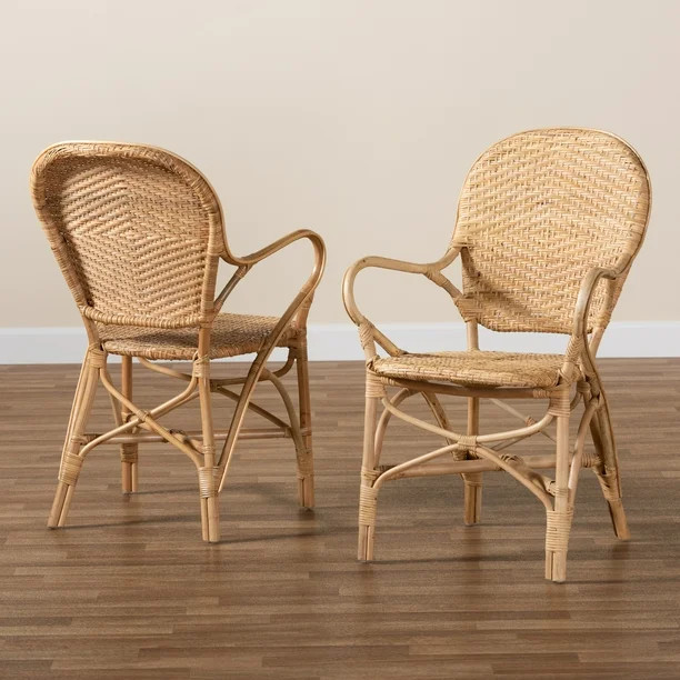 Baxton Studio Genna Dining Chair, Set of 2, Natural Brown | Walmart (US)