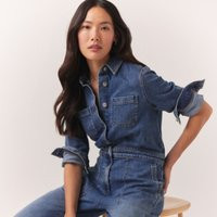 The White Company Denim Jumpsuit, Mid Wash, Size: 18 | The White Company (UK)