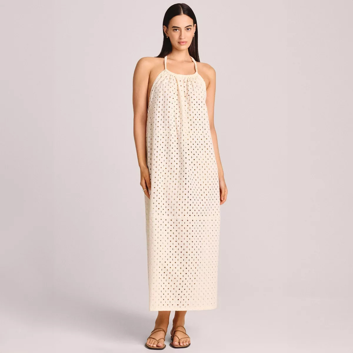Vitamin A Women's Eyelet Halter Maxi Cover Up Dress - White | Target