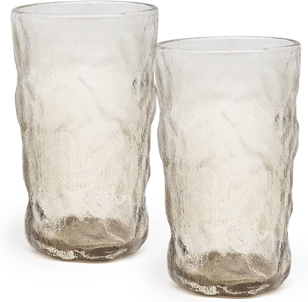 TOSSOW Glass Cups, Heavy Drinking Glasses Set of 2, Glacier Pattern Glassware(12oz) Decoration Mi... | Amazon (CA)
