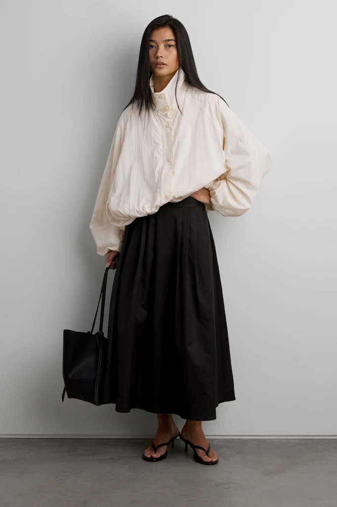 FRONT PLEATED MAXI SKIRT | OAK + FORT