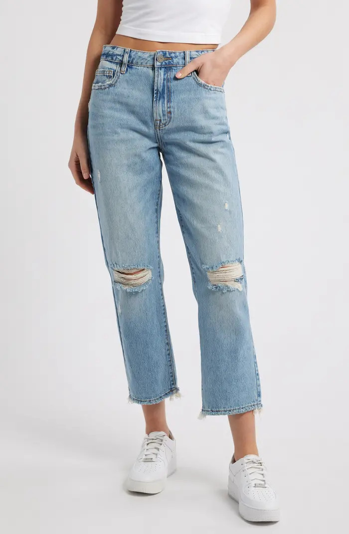 HIDDEN JEANS Classic Summer Distressed Straight Leg Jeans | Nordstrom | Nordstrom