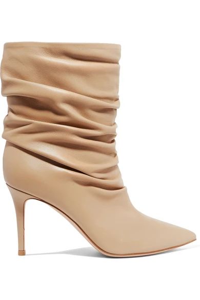 Gianvito Rossi - Cecile 85 Leather Ankle Boots - Beige | NET-A-PORTER (UK & EU)