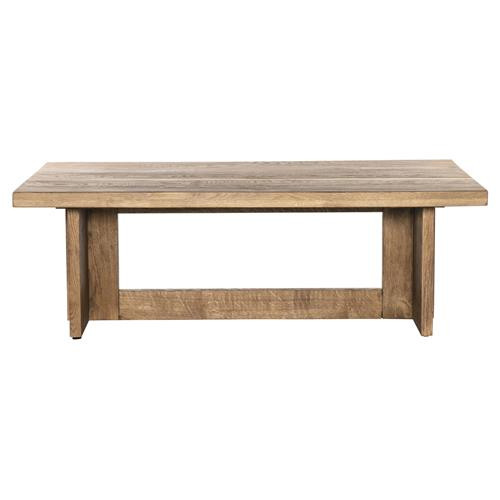 Alston Rustic Lodge Brown Solid Oak Wood Rectangular Coffee Table | Kathy Kuo Home