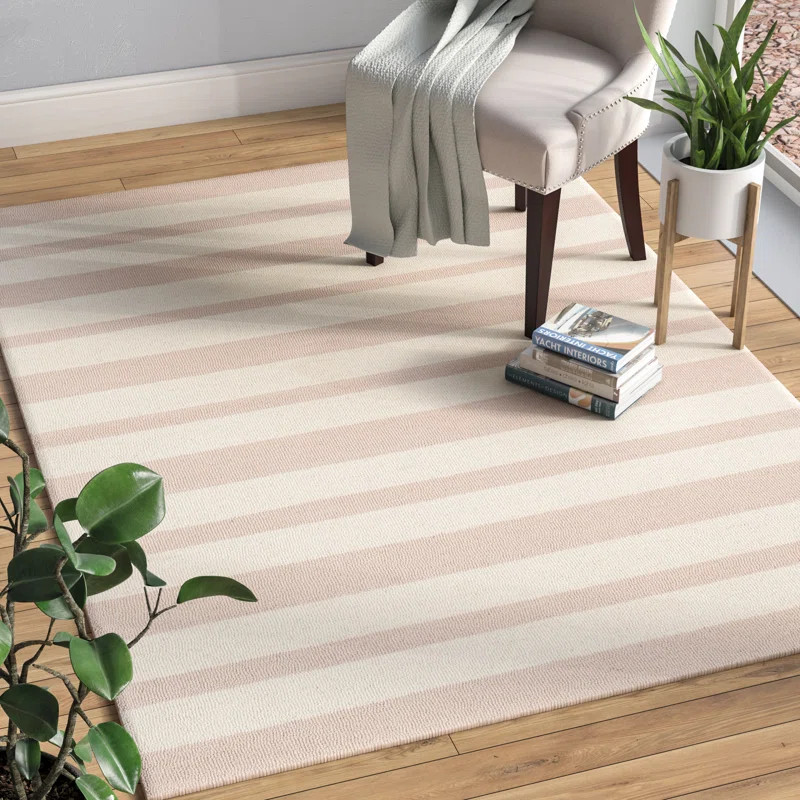 Claro Striped Handmade Tufted Wool Pink/Ivory Area Rug | Wayfair North America