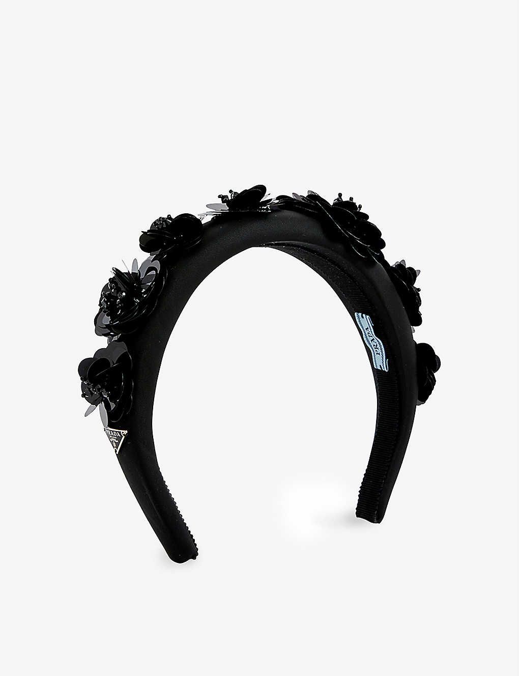 Floral-embellished recycled-polyamide headband | Selfridges