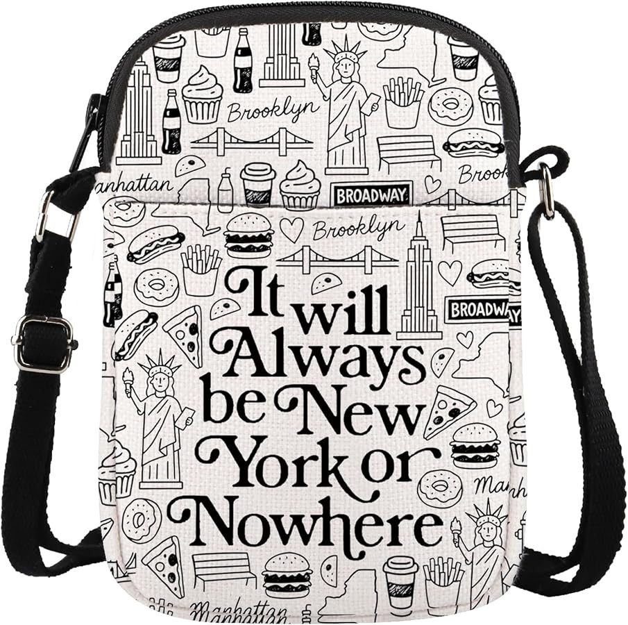 New York Travel Gift NYC Souvenirs It Will Always Be New York Or Nowhere Travel Crossbody Bag for... | Amazon (US)