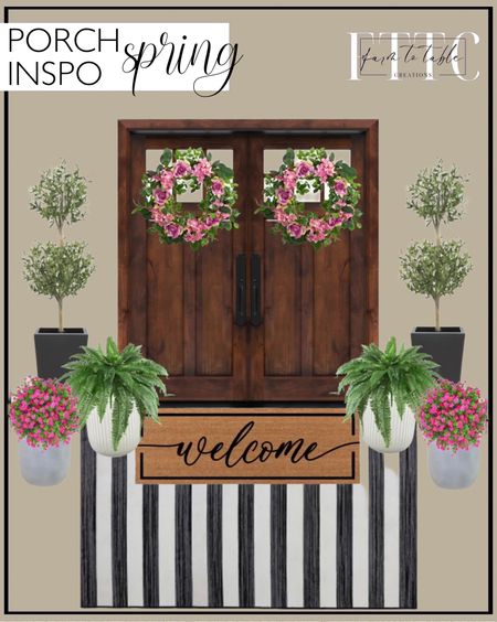 Front Porch Inspiration. Follow @farmtotablecreations on Instagram for more inspiration.

Outdoor Faux Trees , Ferns & Wreaths from Nearly Natural are currently ON SALE.

Target Outdoor Rug. Outdoor Pillows. Outdoor Loveseat & Table. Walmart Modern Patio Furniture. Outdoor Lanterns. Faux Olive Topiary. Outdoor Rug. Welcome Door Mat. Outdoor Flowers. Amazon Finds. Amazon Patio. Walmart Patio Finds. Walmart Viral Planter. 

#LTKfindsunder50 #LTKsalealert #LTKhome