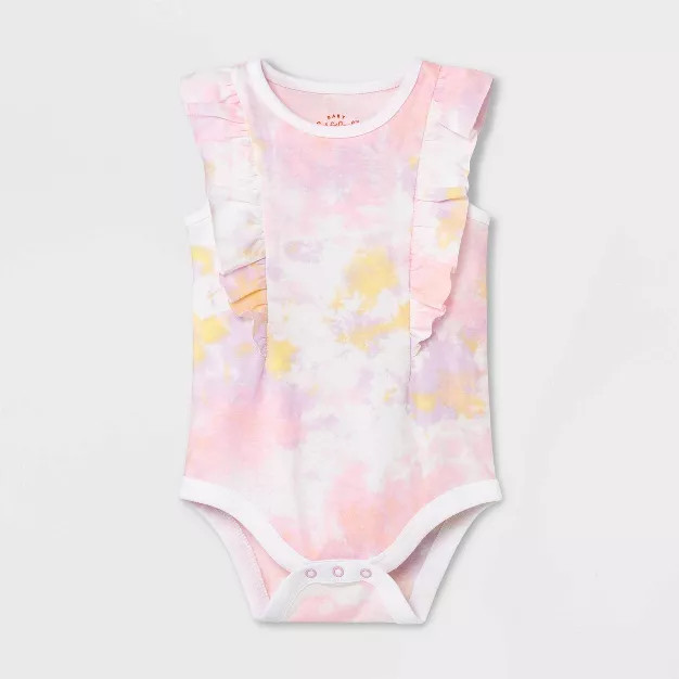 Baby Girls' Tie-Dye Ruffle Bodysuit - Cat & Jack™ Light Pink | Target