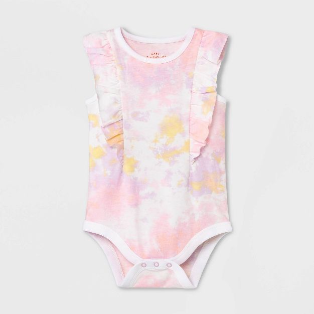 Baby Girls' Tie-Dye Ruffle Bodysuit - Cat & Jack™ Light Pink | Target
