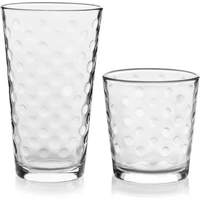 Awa Tumbler And Rock Glasses Drinking Set, Elegant Polka Dot Drinking Glasses Set Of 16, All Purpose Glass Cups Set For Events And Everyday Use | Wayfair North America