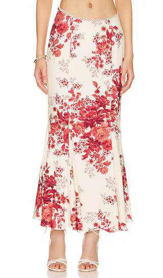 Concetta Maxi Skirt in Red & Cream Floral | Revolve Clothing (Global)