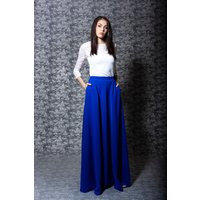 Cobalt Blue Maxi Skirt Women. Floor Length With Pockets. Blue Bridesmaid Long | Etsy (US)