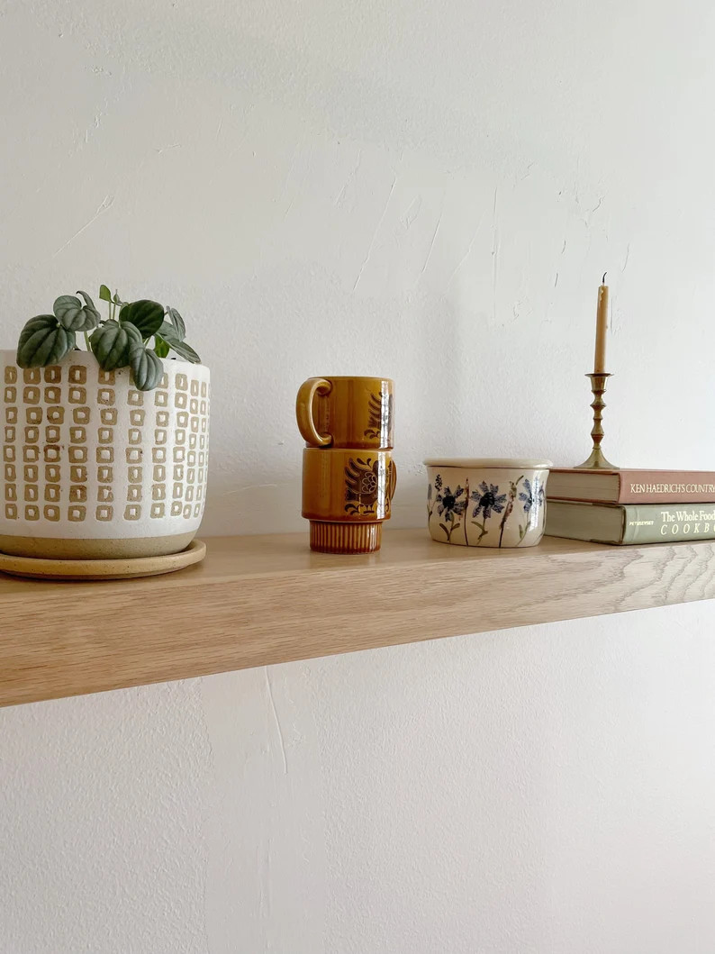 White Oak Floating Shelf With Hidden Bracket: Kitchen Wall Decor - Etsy | Etsy (Global)