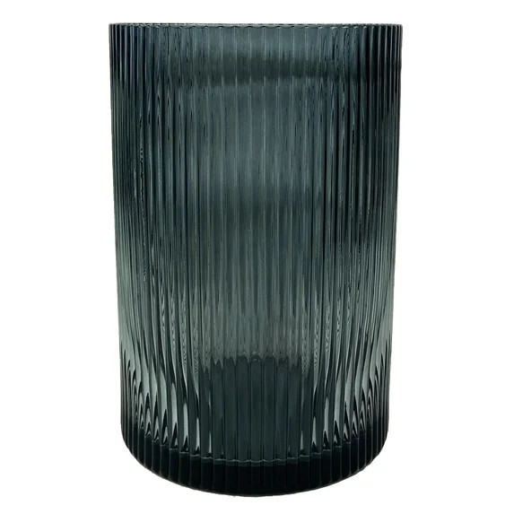 Better Homes & Gardens Smoke Glass Ribbed Hurricane Candleholder, 8", Large | Walmart (US)