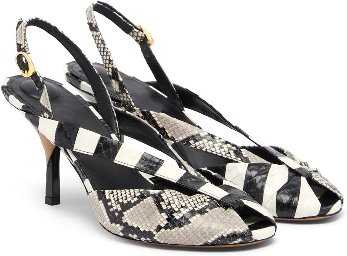Women's Snake Print High Heels Slingback Open Toe Buckle Heeled Sandals | Amazon (US)