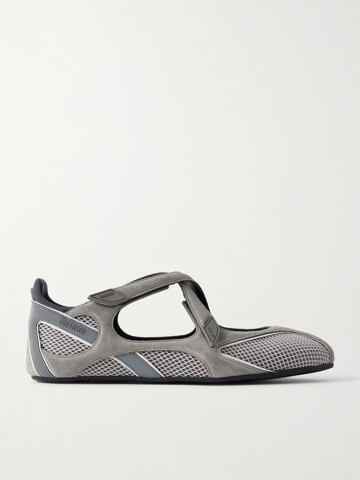 The Attico - Floor 01 Mesh-trimmed Suede Flats - Gray | NET-A-PORTER (US)