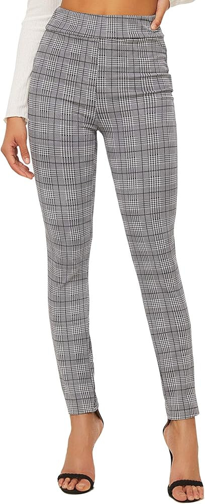 SweatyRocks Women's Casual Skinny Leggings Stretchy High Waisted Work Pants | Amazon (US)