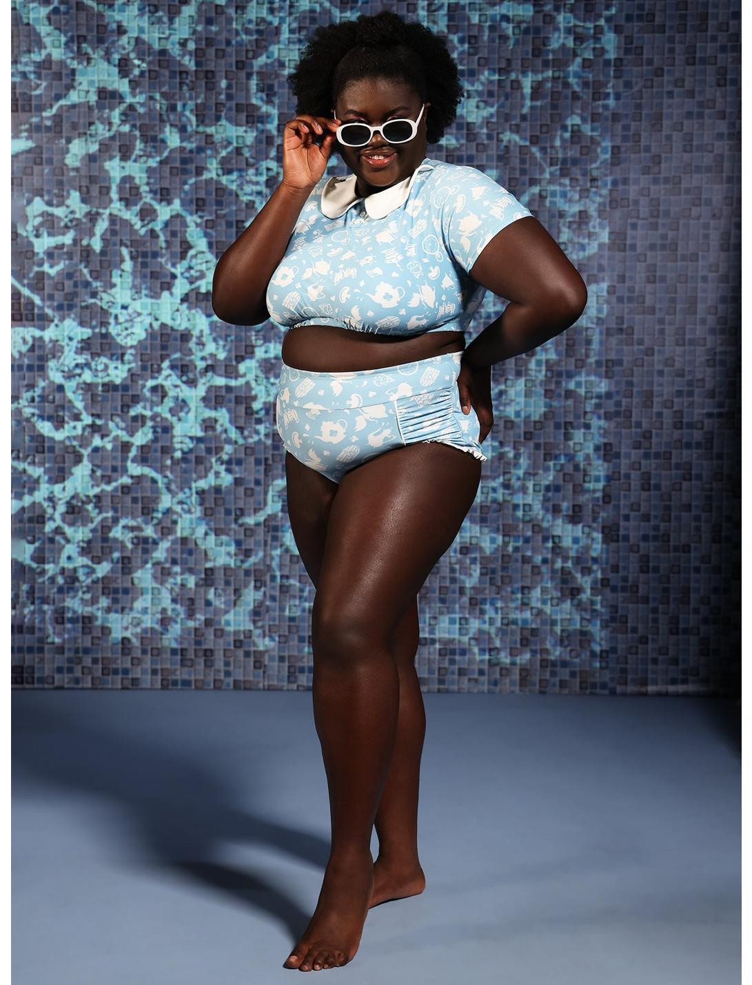 Disney Alice In Wonderland Icons High-Waisted Swim Bottoms Plus Size | Hot Topic