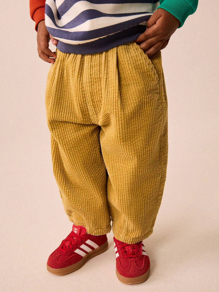 Yellow Wide Fit Textured Corduroy Pull On Trousers (3mths-7yrs) | Next EU