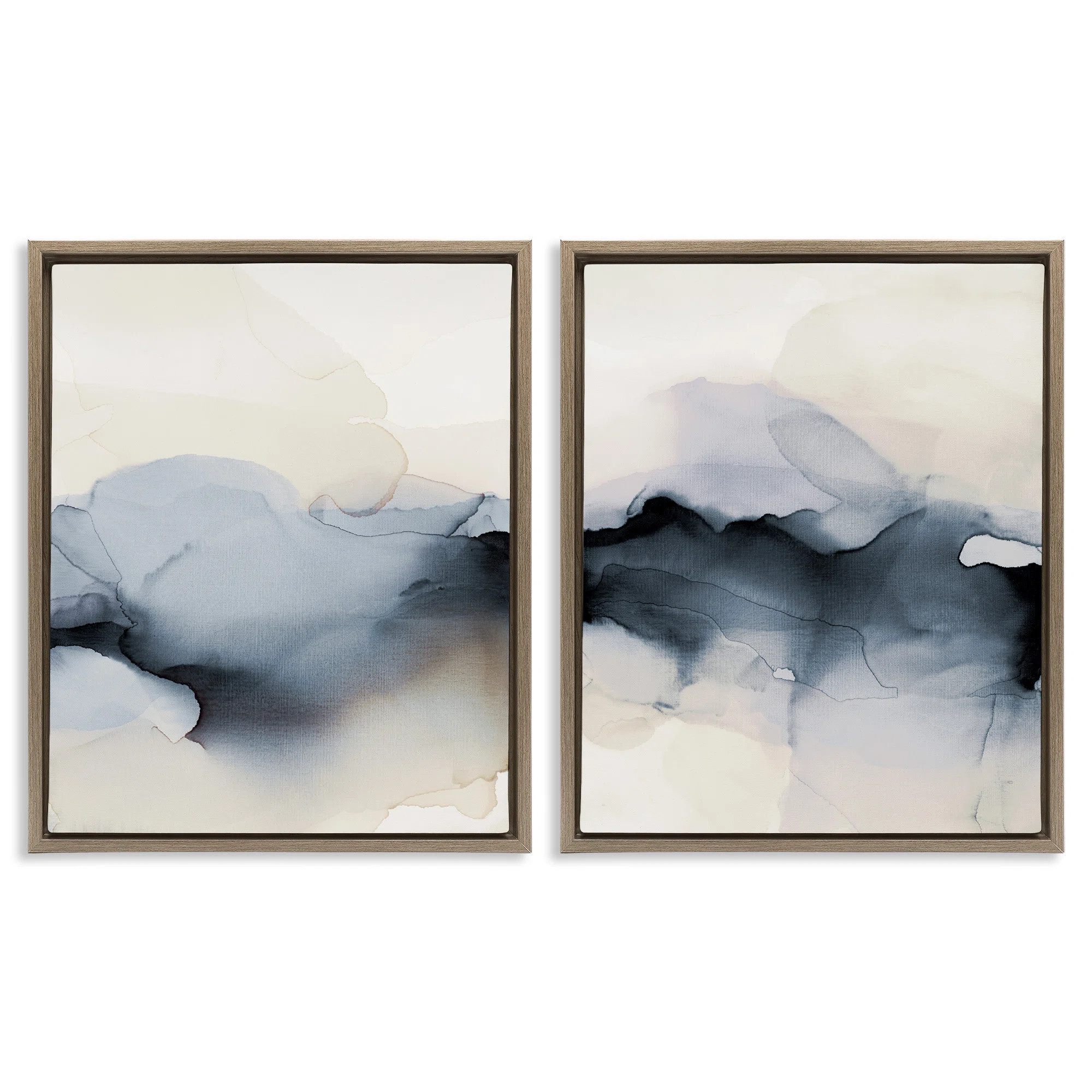 Mysterious Abstract Obscure Watercolor 2 Piece Brown Grain Framed Floater Canvas Set by Kippi Leo... | Wayfair North America