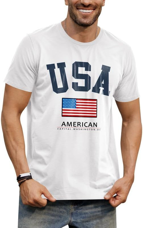 Arvilhill Men's 4th of July Shirt American Flag Short Sleeve T-Shirt | Amazon (US)