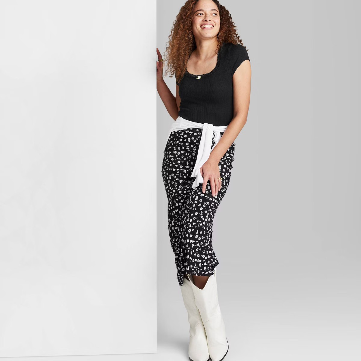 Women's Short Sleeve Pointelle Rosette T-Shirt - Wild Fable™ | Target